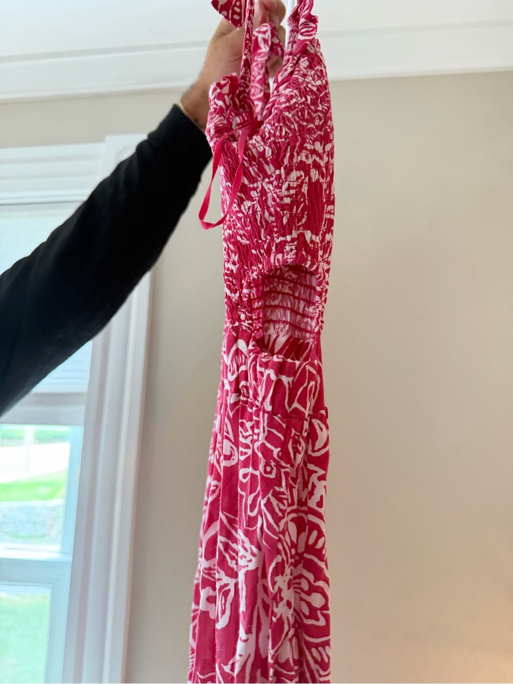 Pink Floral Tie-Shoulder Maxi Dress - Picture 4 of 4